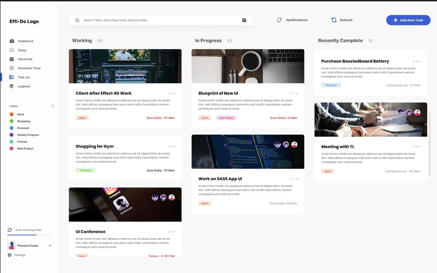 EffiDo Task List — Light Mode